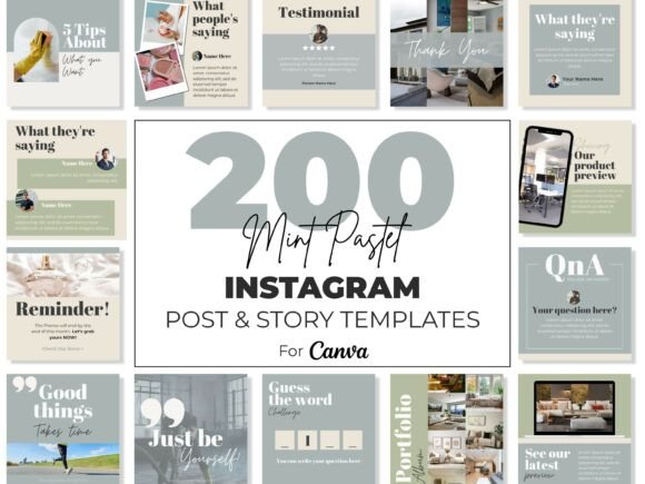 canva instagram story templates instagram canva templates mint pastel editable