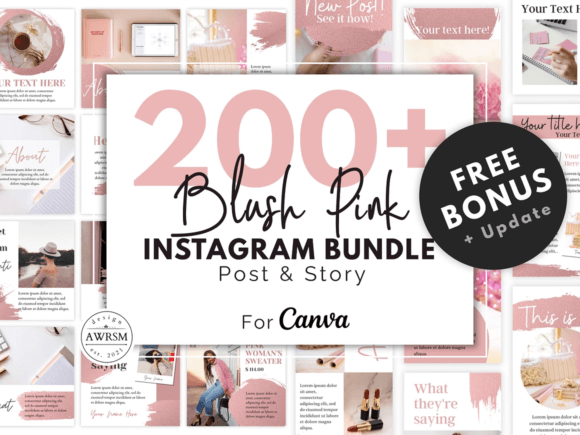 canva instagram story templates 200 blush pink instagram template kit editable