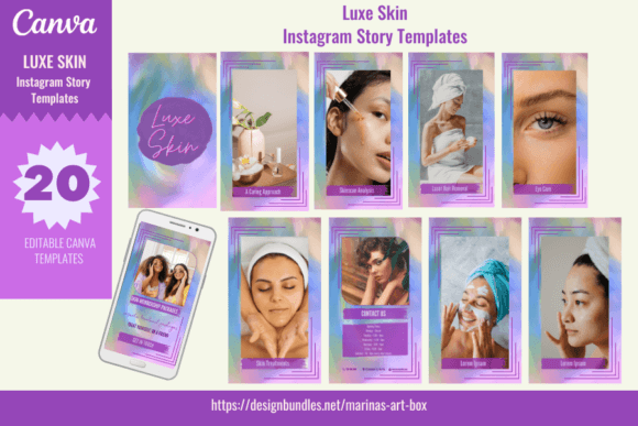 canva instagram story templates luxe skin editable