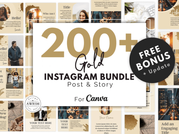 canva instagram story templates 200 gold instagram template boost bundle editable