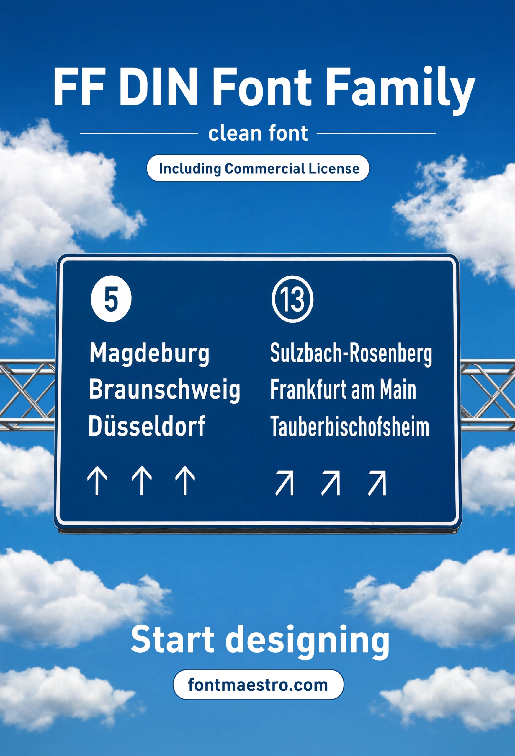 display fonts FF DIN autobahn sign application
