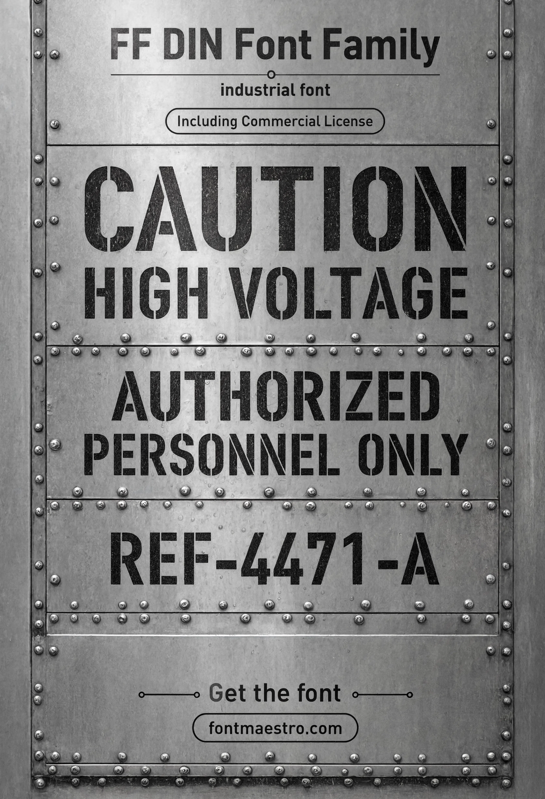 display fonts FF DIN warning panel industrial