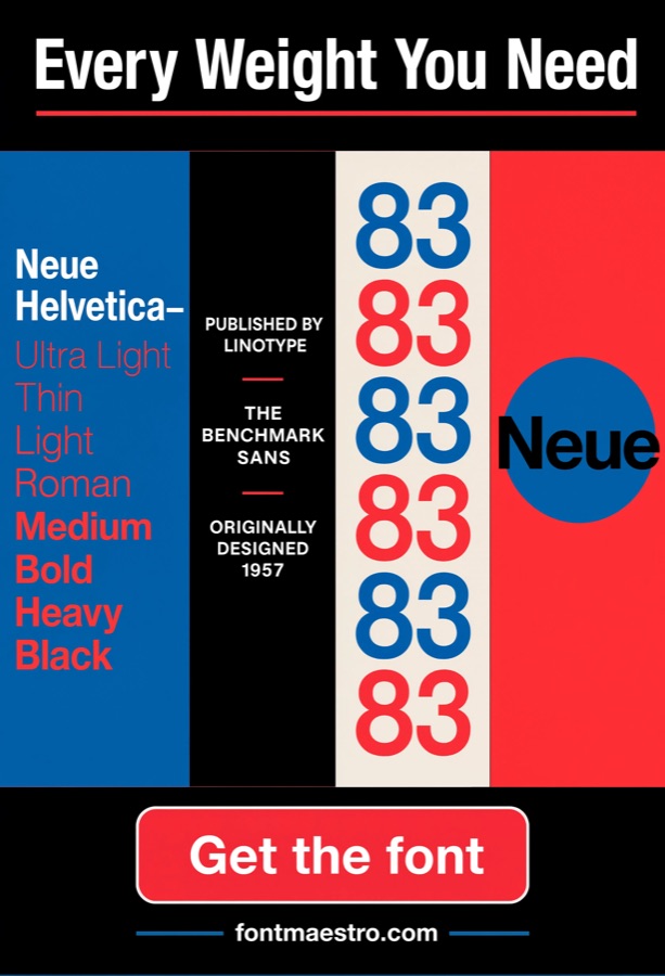 helvetica font weights range