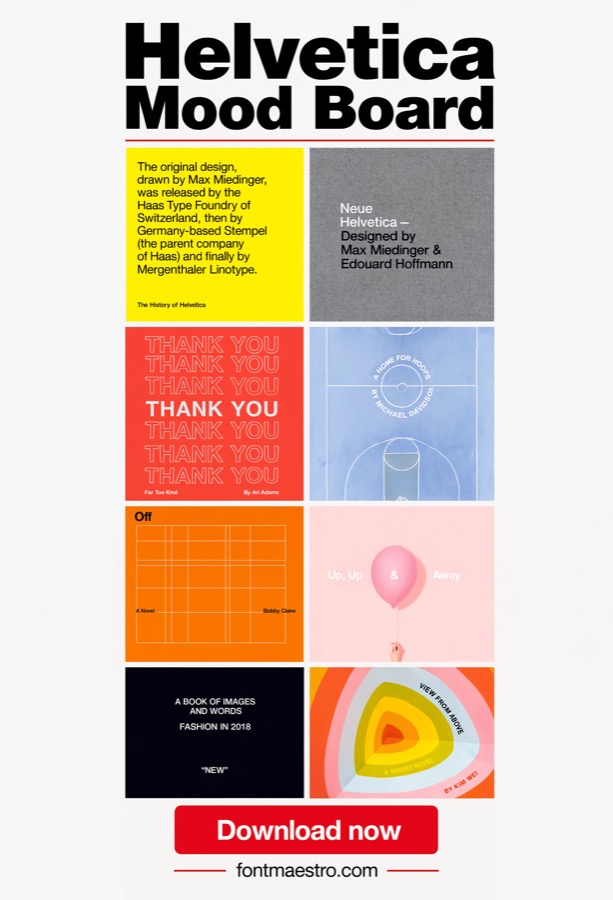 helvetica mood board closeup