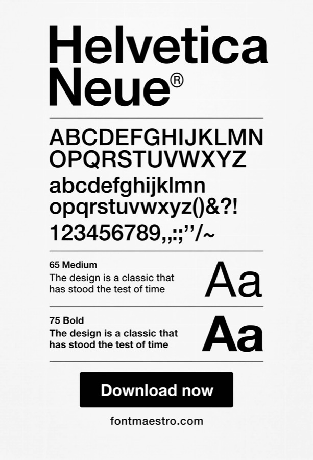 helvetica specimen full closeup