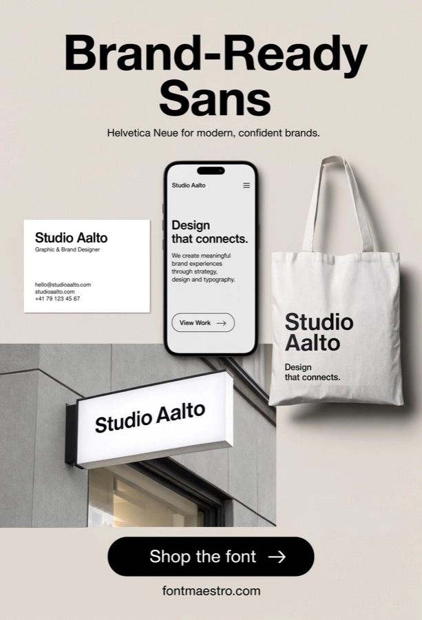helvetica branding mockup closeup