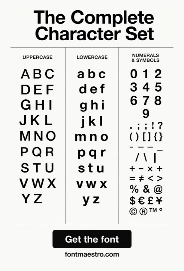 helvetica character set detail closeup