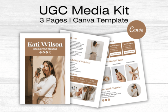 instagram story template about me ugc media kit canva template — set 2 canva template