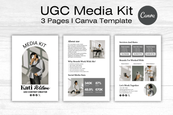 instagram story template about me ugc media kit canva template — set 7 canva template
