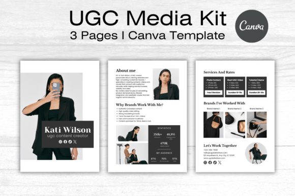 instagram story template about me ugc media kit canva template — set 5 canva template