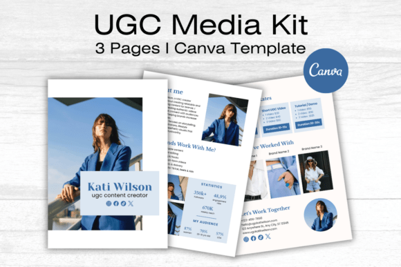 instagram story template about me ugc media kit canva template — set 3 canva template
