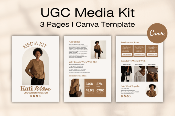 instagram story template about me ugc media kit canva template — set 6 canva template