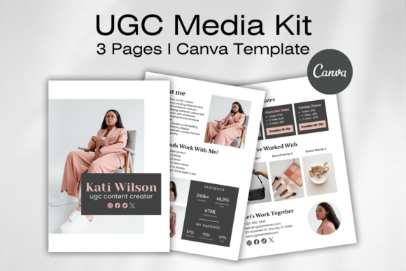 instagram story template about me ugc media kit canva template — set 4 canva template