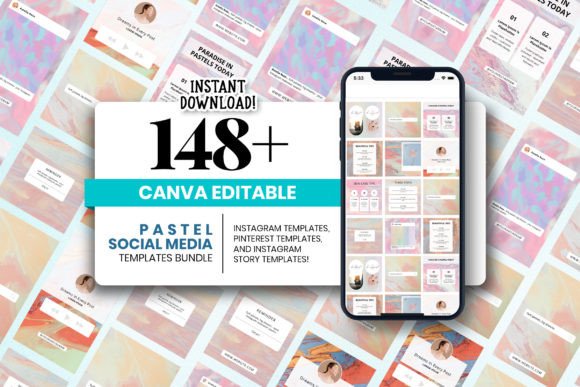 instagram aesthetic story pastel social media canva temp bundle editable canva template