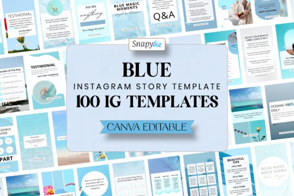 instagram aesthetic story blue instagram canva ig story template editable canva template