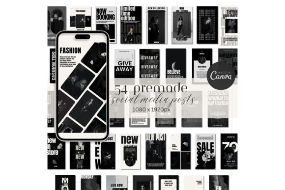 instagram aesthetic story minimalist black & white instagram pack editable canva template