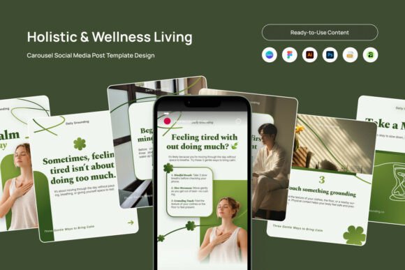instagram aesthetic story ethereal wellness carousel editable canva template