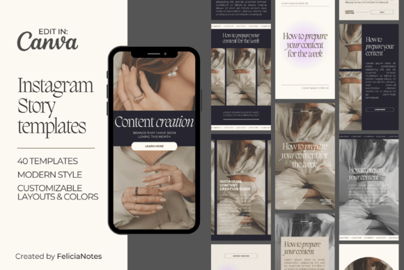 instagram aesthetic story dark theme instagram story template editable canva template