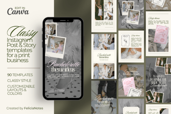 instagram aesthetic story classy instagram post & story template editable canva template