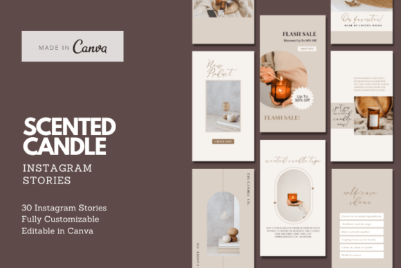 instagram aesthetic story scented candle instagram story templates editable canva template