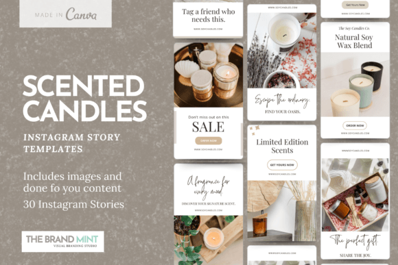 instagram aesthetic story scented candle instagram stories editable canva template