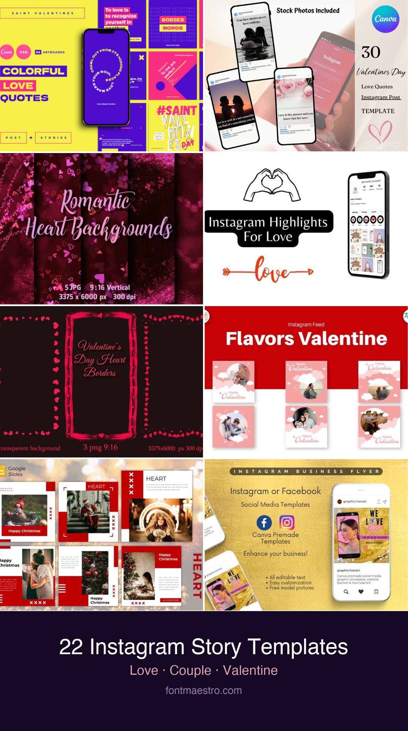 instagram story template love couple valentine canva templates collection