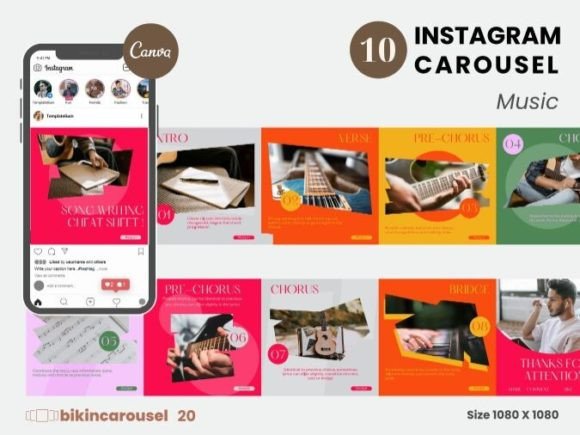 instagram story template music concert music instagram carousel canva template canva template