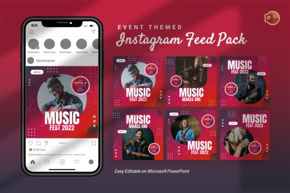 instagram story template music concert instagram feed — music event template canva template