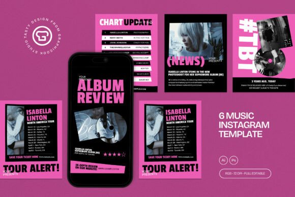 instagram story template music concert music instagram template canva template