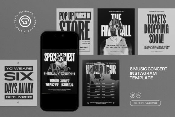 instagram story template music concert music concert instagram post — figma canva template