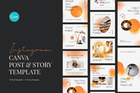 instagram story template music concert gradient events instagram canva canva template