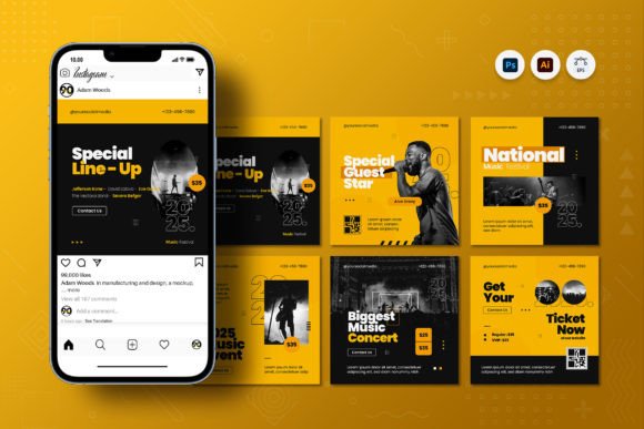 instagram story template music concert music fest instagram post canva template