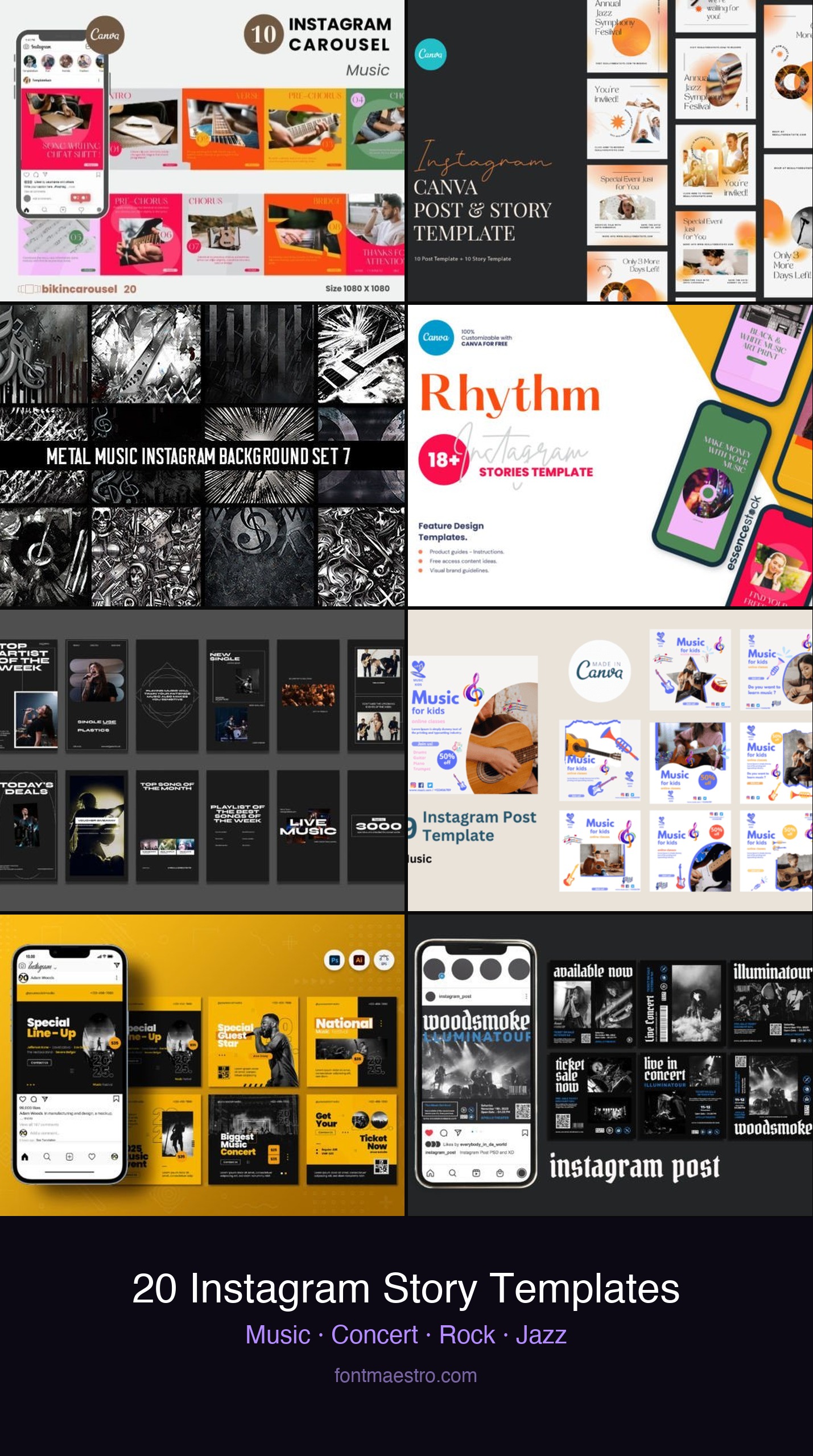 instagram story template music concert rock jazz canva templates collection