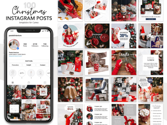 instagram story template new year 100 christmas instagram posts editable canva
