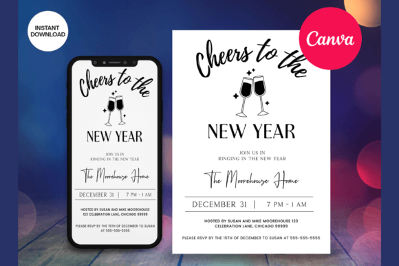 instagram story template new year new year eve party invitation template editable canva