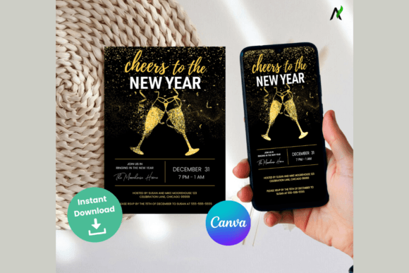 instagram story template new year new year's eve invite template editable canva