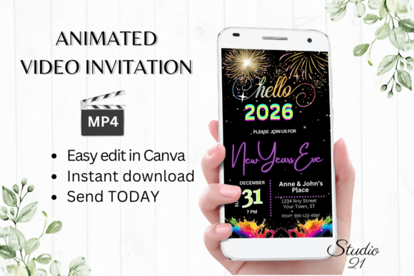 instagram story template new year new year's eve party invite editable canva