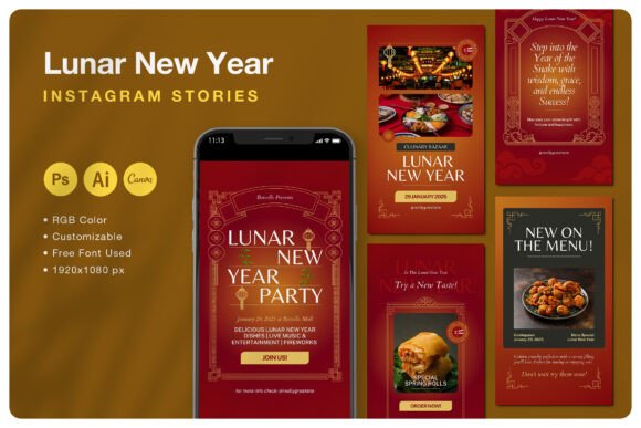 instagram story template new year lunar new year instagram story editable canva