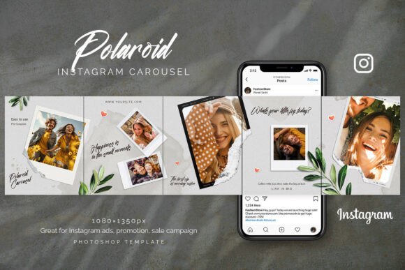 instagram story template polaroid photo collage polaroid instagram carousel canva template