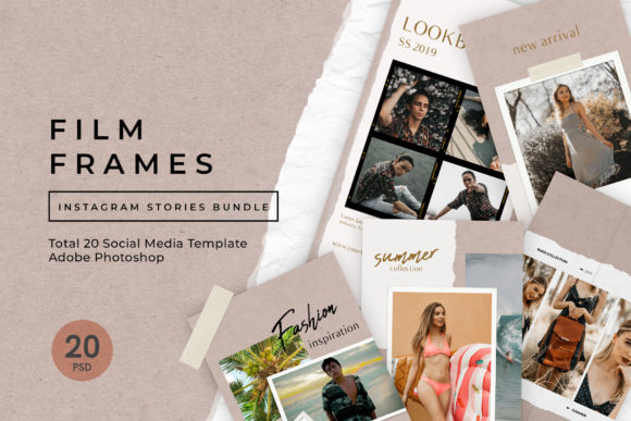 instagram story template polaroid photo collage film frame instagram stories bundle canva template
