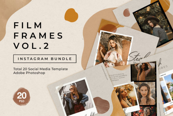 instagram story template polaroid photo collage film frame instagram bundle vol.2 canva template