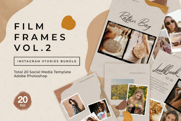 instagram story template polaroid photo collage film frame instagram stories vol.2 canva template