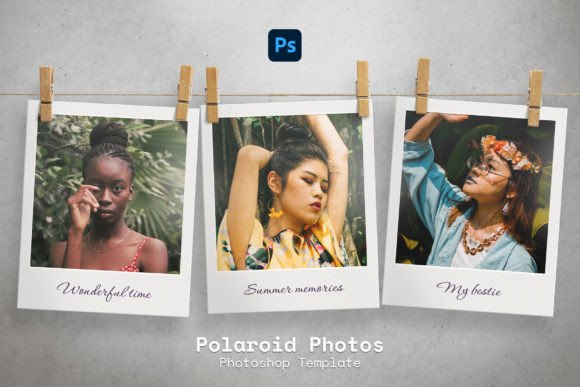 instagram story template polaroid photo collage polaroid photos on clothespins canva template