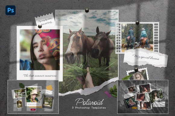 instagram story template polaroid photo collage polaroid photo templates — set 3 canva template