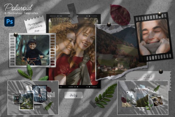 instagram story template polaroid photo collage polaroid photo templates — set 2 canva template