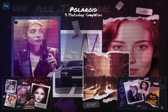 instagram story template polaroid photo collage polaroid photo templates — set 6 canva template