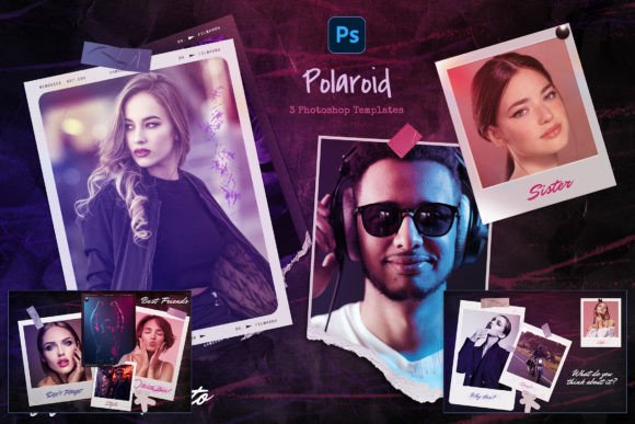 instagram story template polaroid photo collage polaroid photo templates — set 5 canva template