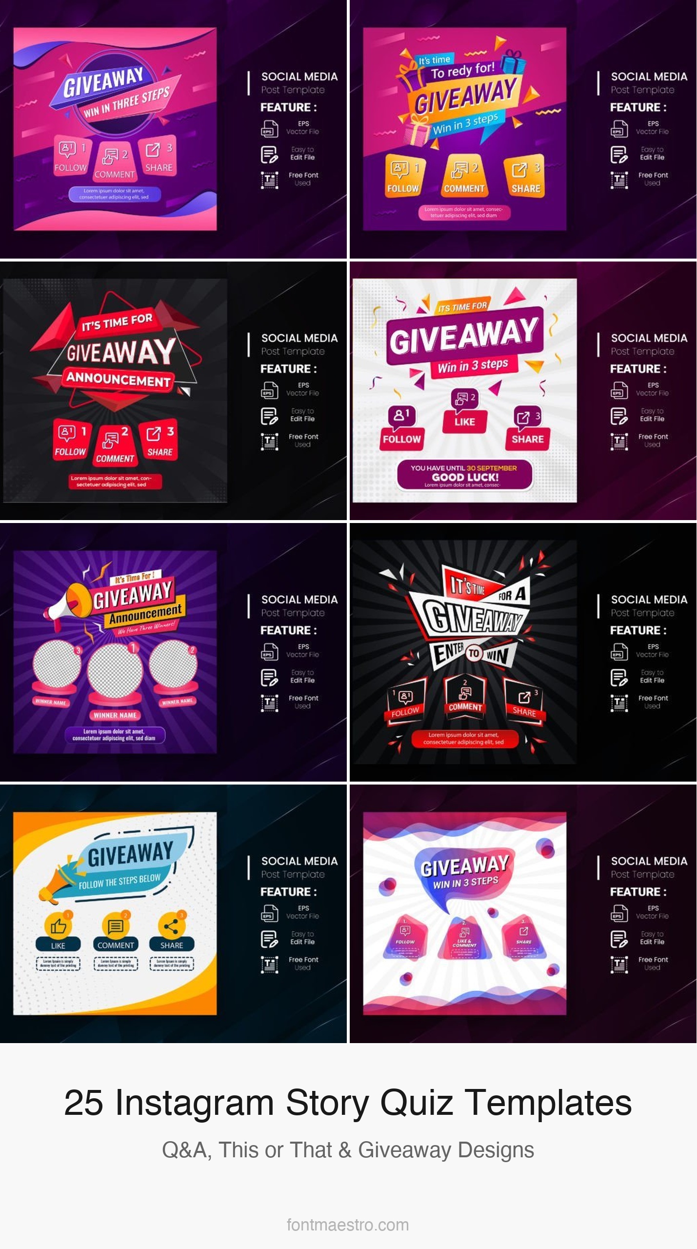 25 Instagram Story Template Quiz — Q&A, This or That & Giveaway Designs 2026