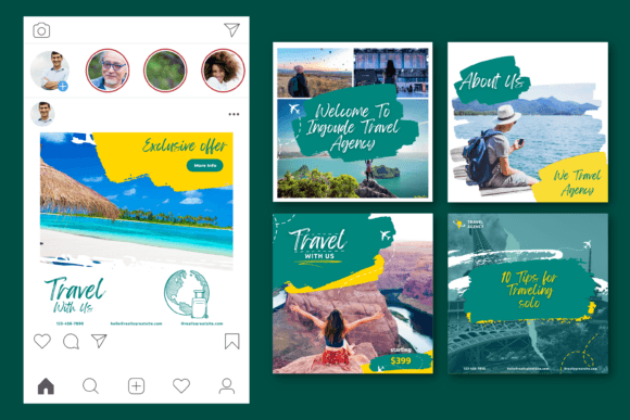 instagram story template travel travelia — travel agency canva template canva template