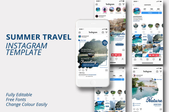 instagram story template travel summer travel instagram template canva template